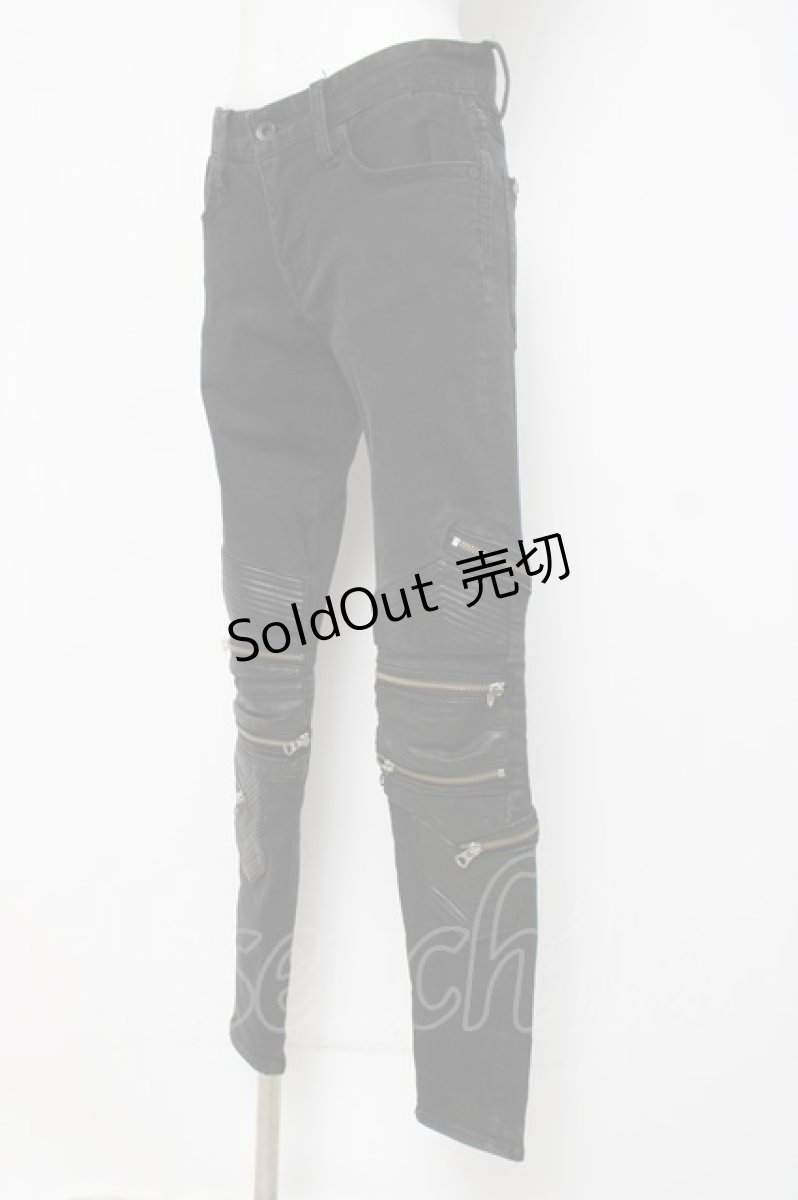 画像2: CIVARIZE / PUレザー切り替えバイカーZIPストレッチスキニーパンツ 42 ブラック Y-26-03-16-154-GO-PA-SZ-ZY (2)