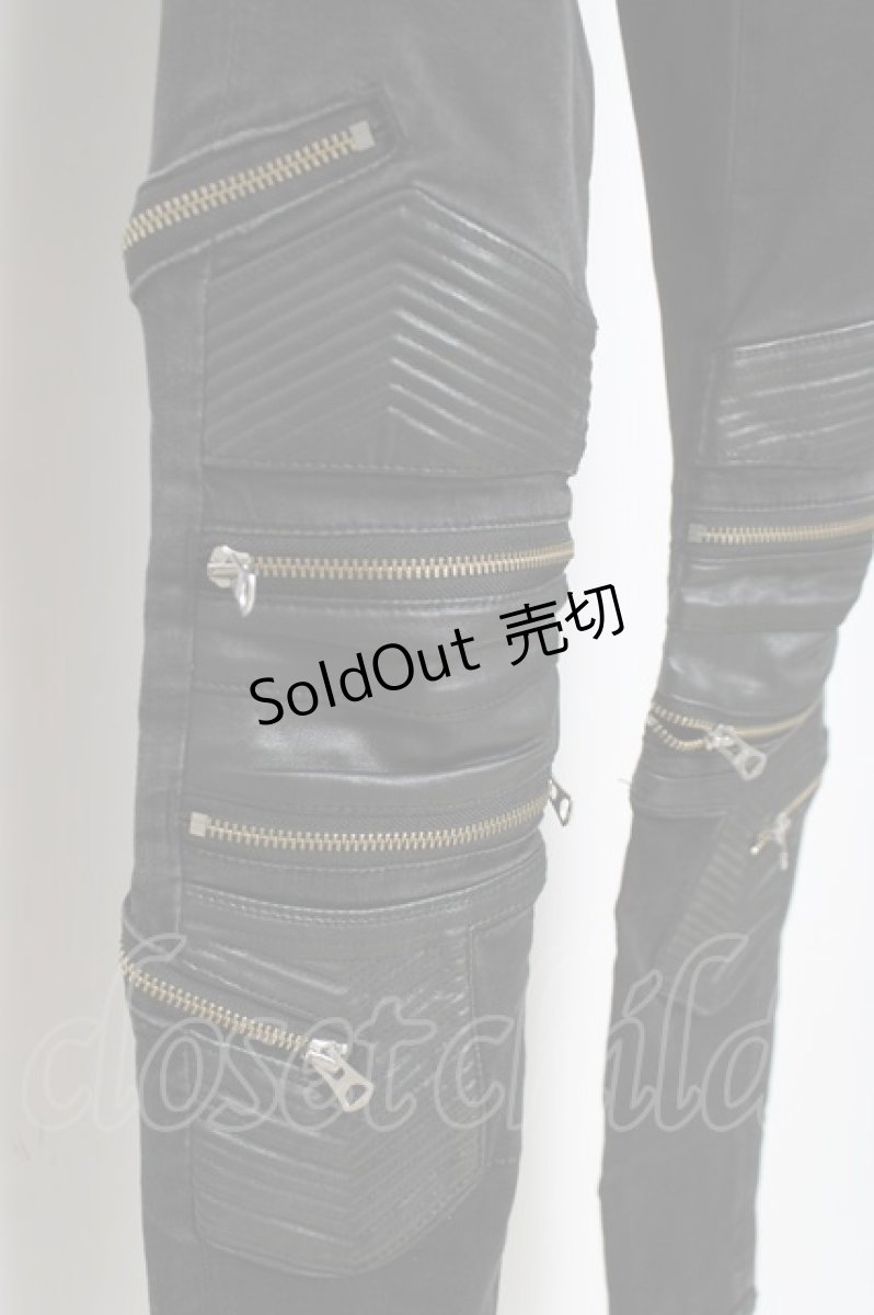 画像5: CIVARIZE / PUレザー切り替えバイカーZIPストレッチスキニーパンツ 42 ブラック Y-26-03-16-154-GO-PA-SZ-ZY (5)