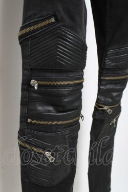 画像5: CIVARIZE / PUレザー切り替えバイカーZIPストレッチスキニーパンツ 42 ブラック Y-26-03-16-154-GO-PA-SZ-ZY