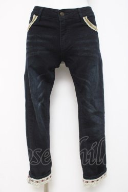 画像1: axes femme / レース配色ストレッチデニム M インディゴ Y-26-03-16-165-AX-PA-SZ-ZY
