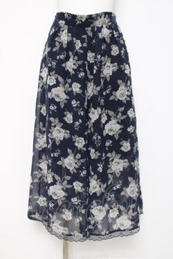 画像1: axes femme / 花柄ワイドパンツ M 紺 Y-26-03-16-167-AX-PA-SZ-ZY