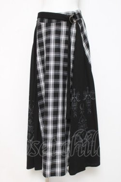 画像1: SEX POT ReVeNGe / チェック切替ロングスカート L ブラック/ホワイト Y-26-03-16-178-SP-PA-SZ-ZY