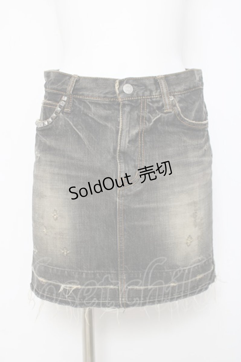 画像1: HYSTERIC GLAMOUR / ダメージ加工入りデニムスカート S 黒 Y-26-03-16-181-PU-SK-SZ-ZY (1)
