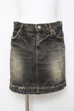 画像1: HYSTERIC GLAMOUR / ダメージ加工入りデニムスカート S 黒 Y-26-03-16-181-PU-SK-SZ-ZY