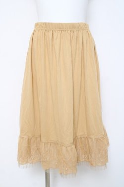 画像1: axes femme / レース×プリーツペチスカート F イエロー Y-26-03-16-186-AX-SK-SZ-ZY