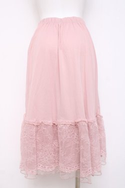 画像2: axes femme / 繊細レースミディ丈ペチスカート M ピンク Y-26-03-16-188-AX-SK-SZ-ZY