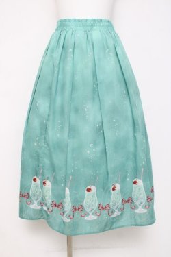 画像1: axes femme / クリームソーダ柄スカート F グリーン Y-26-03-16-193-AX-SK-SZ-ZY