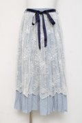 axes femme POETIQUE / レース重ねプリーツスカート M サックス Y-26-03-16-194-AX-SK-SZ-ZY