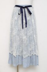 画像1: axes femme POETIQUE / レース重ねプリーツスカート M サックス Y-26-03-16-194-AX-SK-SZ-ZI (1)