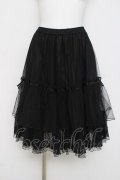 axes femme kawaii / チュール重ねスカート M 黒 Y-26-03-16-197-AX-SK-SZ-ZY