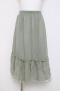 axes femme / 繊細レースミディ丈ペチスカート M グリーン Y-26-03-16-198-AX-SK-SZ-ZY