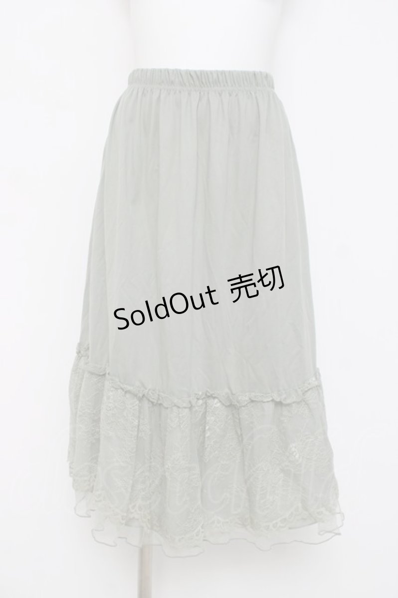 画像1: axes femme / 繊細レースミディ丈ペチスカート M グリーン Y-26-03-16-198-AX-SK-SZ-ZI (1)