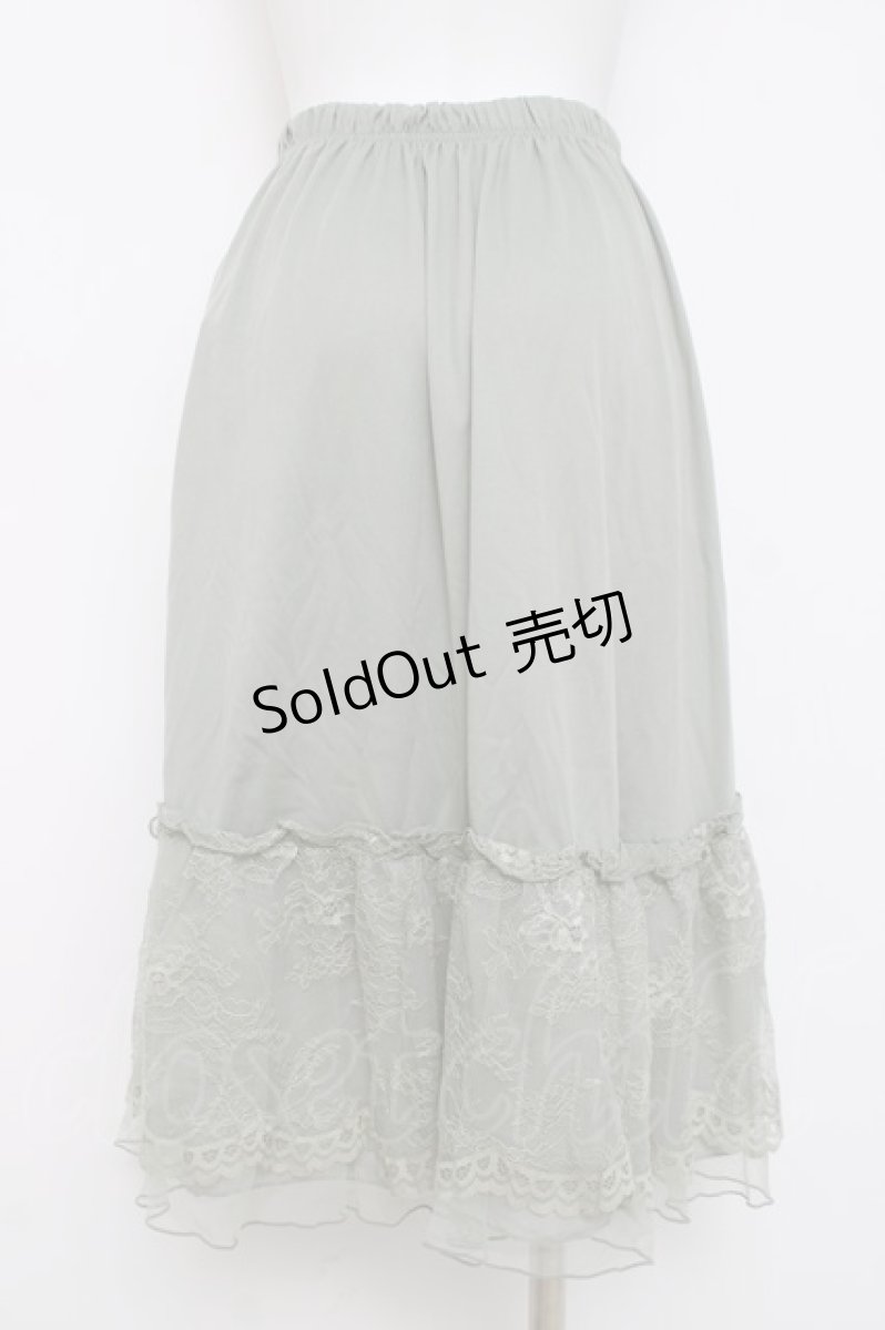 画像2: axes femme / 繊細レースミディ丈ペチスカート M グリーン Y-26-03-16-198-AX-SK-SZ-ZI (2)