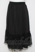 axes femme / 繊細レースミディ丈ペチスカート M 黒 Y-26-03-16-200-AX-SK-SZ-ZY