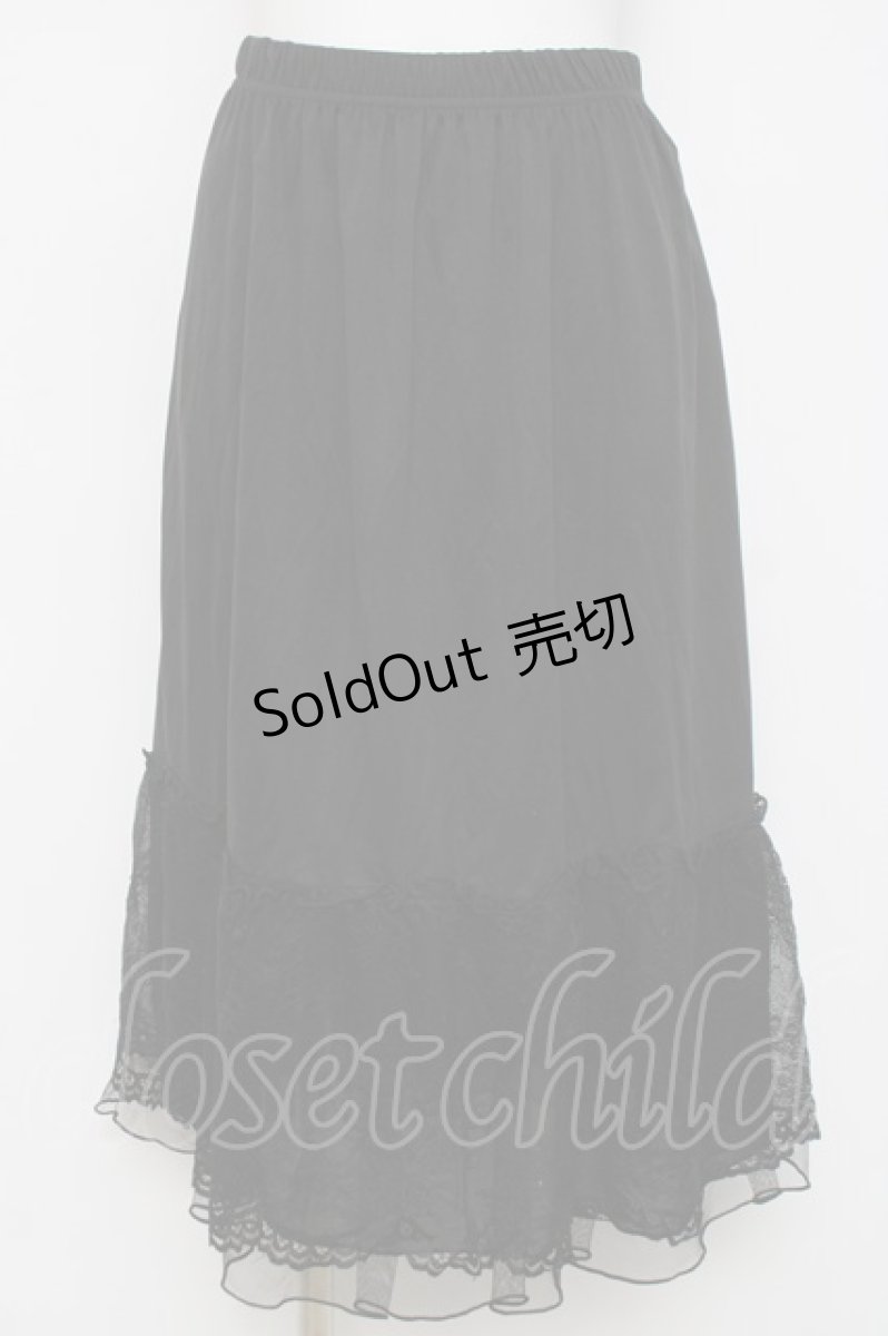 画像1: axes femme / 繊細レースミディ丈ペチスカート M 黒 Y-26-03-16-200-AX-SK-SZ-ZY (1)