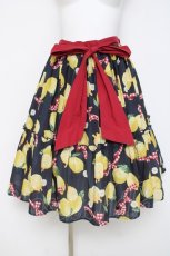 画像1: axes femme kawaii / ストライプレモン柄スカート M 紺 Y-26-03-16-203-AX-SK-SZ-ZY (1)