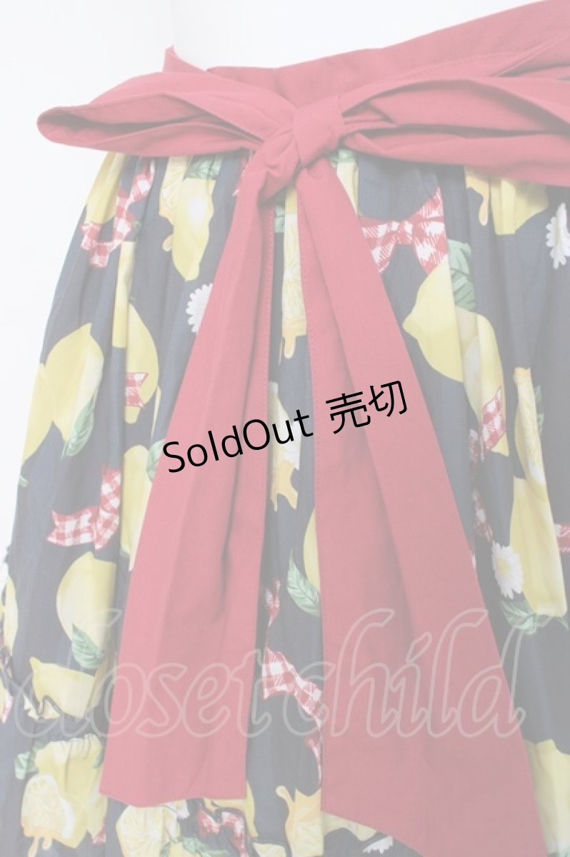 画像3: axes femme kawaii / ストライプレモン柄スカート M 紺 Y-26-03-16-203-AX-SK-SZ-ZY (3)