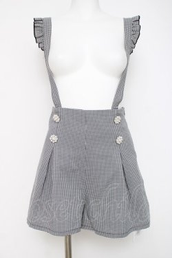 画像1: evelyn / ボックスサスペンダーキュロット F 黒 Y-26-03-16-211-LO-PA-SZ-ZY