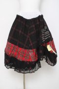 h.ANARCHY / 蜘蛛プリント切替スカート  黒/赤 Y-26-03-16-222-HN-SK-SZ-ZY