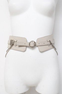 画像1: axes femme / チェーン付き太幅合皮ベルト  生成り Y-26-03-16-031-AX-ZA-SZ-ZY