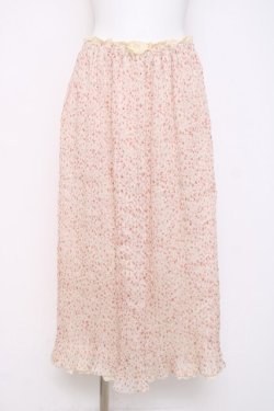 画像1: LIZ LISA / 小花柄プリーツスカート 0 オフ白 Y-26-03-16-225-LO-SK-SZ-ZY