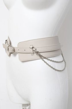 画像2: axes femme / チェーン付き太幅合皮ベルト  生成り Y-26-03-16-031-AX-ZA-SZ-ZY