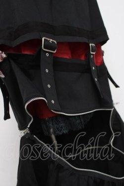 画像3: ROMANTIC NEUROSIS / ZIPデザインベルトロングスカート  黒/赤 Y-26-03-16-227-PU-SK-SZ-ZY
