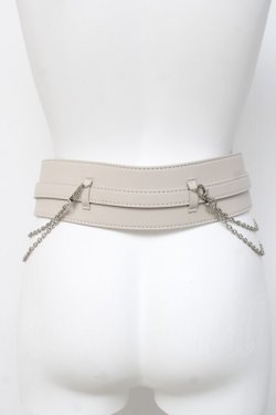 画像3: axes femme / チェーン付き太幅合皮ベルト  生成り Y-26-03-16-031-AX-ZA-SZ-ZY