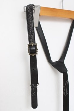 画像2: axes femme / 薔薇モチーフ刺繍サスペンダー  黒 Y-26-03-16-032-AX-ZA-SZ-ZY