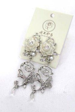 画像1: axes femme / ローズ×パールイヤリング  シルバー Y-26-03-16-003-AX-AC-SZ-ZY