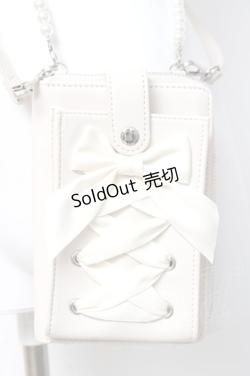 画像1: axes femme POETIQUE / レースアップスマホポシェット  生成り Y-26-03-16-038-AX-ZA-SZ-ZY (1)