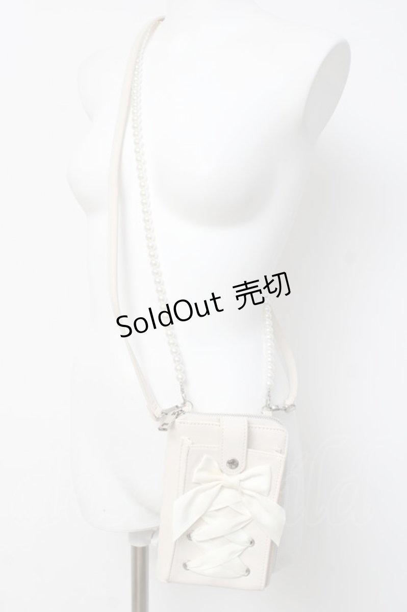 画像2: axes femme POETIQUE / レースアップスマホポシェット  生成り Y-26-03-16-038-AX-ZA-SZ-ZY (2)