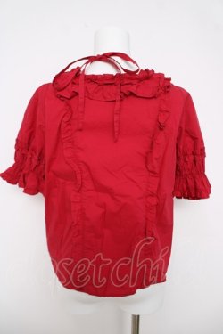 画像2: Chalmiere / スクエア開きコットンブラウス M 赤 Y-26-03-18-005-LO-BL-SZ-ZY