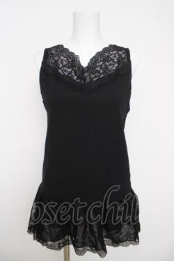 画像1: axes femme / スカラップレースロングタンク M 黒 Y-26-03-18-047-AX-TO-SZ-ZY