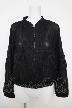 画像1: axes femme / レーシーノーカラージャケット M 黒 Y-26-03-18-050-AX-TO-SZ-ZY