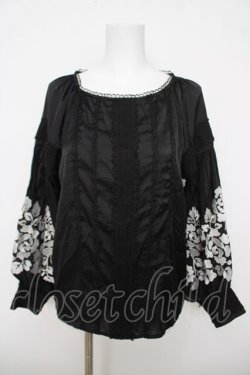 画像1: axes femme NOSTALGIE / バルーン袖レースブラウス F 黒 Y-26-03-18-052-AX-BL-SZ-ZY