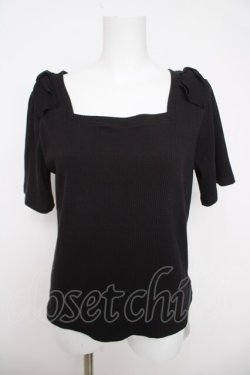 画像1: axes femme / リボン付スクエアネックプルオーバー F 黒 Y-26-03-18-053-AX-TO-SZ-ZY