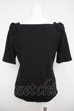 画像2: axes femme / リボン付スクエアネックプルオーバー F 黒 Y-26-03-18-053-AX-TO-SZ-ZY