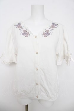 画像1: axes femme / ローズ刺繍カットカーディガン M 白 Y-26-03-18-055-AX-TO-SZ-ZY