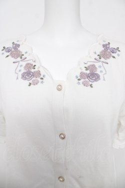 画像3: axes femme / ローズ刺繍カットカーディガン M 白 Y-26-03-18-055-AX-TO-SZ-ZY