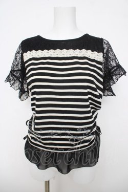 画像1: axes femme / マリンプリントボーダープルオーバー M 黒 Y-26-03-18-056-AX-TO-SZ-ZY