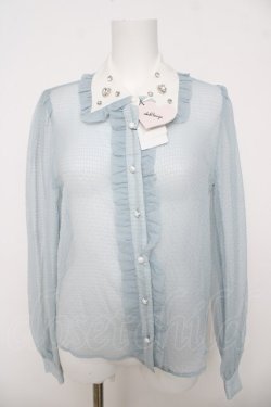 画像1: Ank Rouge / シアーチェックブラウス  サックス Y-26-03-18-072-CA-BL-SZ-ZY