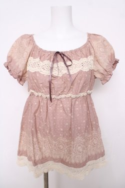 画像1: PINK HOUSE / レースプリントプルブラウス F ピンク Y-26-03-18-075-LO-BL-SZ-ZY