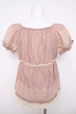 画像2: PINK HOUSE / レースプリントプルブラウス F ピンク Y-26-03-18-075-LO-BL-SZ-ZY