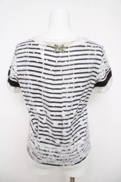 画像2: Cherir la femme / パールプリントカットソー M 白×黒 Y-26-03-18-076-LO-TO-SZ-ZY