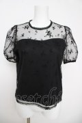 An MILLE / フロッキー半袖トップス  黒 Y-26-03-18-077-EL-TO-SZ-ZY