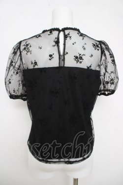 画像2: An MILLE / フロッキー半袖トップス  黒 Y-26-03-18-077-EL-TO-SZ-ZY