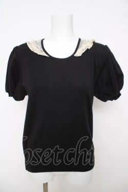 画像1: INGEBORG / レースセーラーカラー半袖ニット  黒 Y-26-03-18-086-LO-TO-SZ-ZY