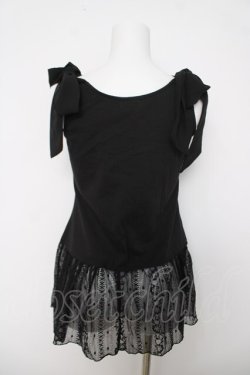 画像2: axes femme / 肩リボンロングインナー  黒 Y-26-03-18-001-AX-TO-SZ-ZY