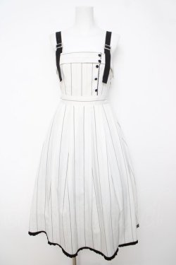 画像1: axes femme / バックリボンストライプジャンパースカート  白 Y-26-03-18-098-AX-OP-SZ-ZY